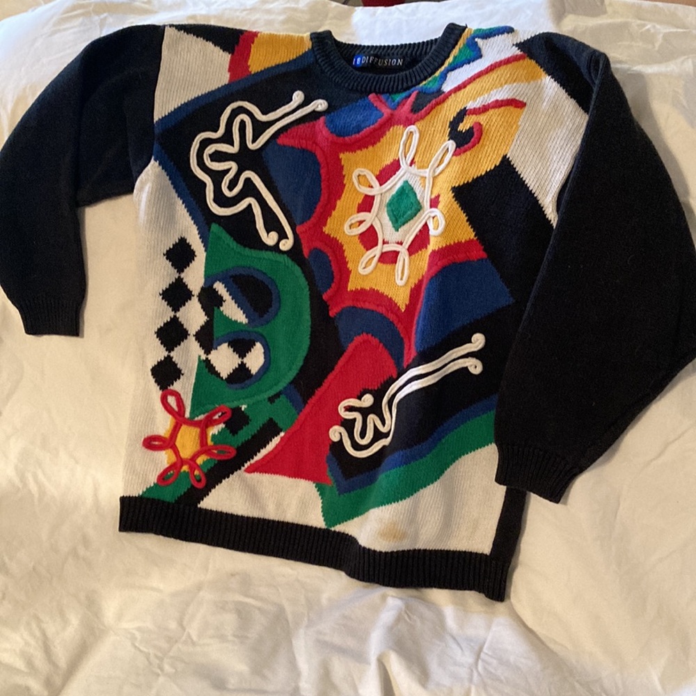 IB DIFFUSION multi-color sweater L Vintage - Picture 3 of 8